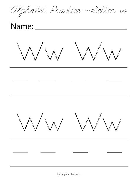 Alphabet Practice- Letter W	 Coloring Page