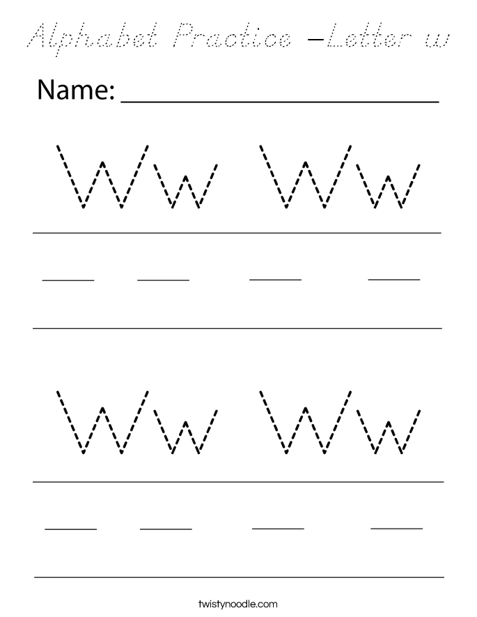 Alphabet Practice -Letter w Coloring Page