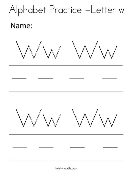 Alphabet Practice- Letter W	 Coloring Page