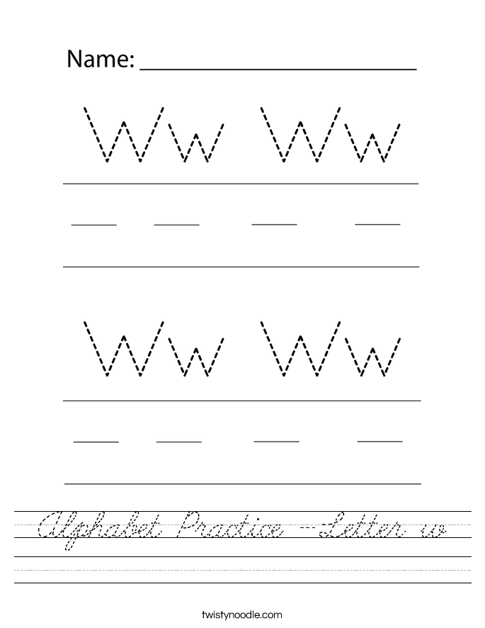 Alphabet Practice -Letter w Worksheet
