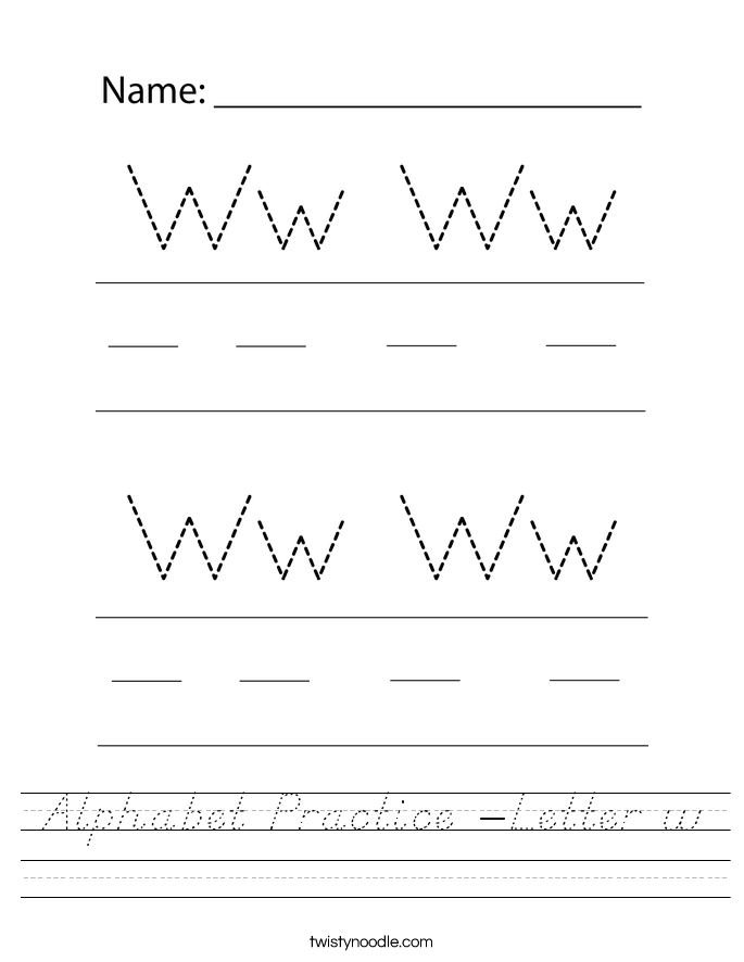 Alphabet Practice -Letter w Worksheet