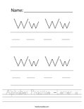 Alphabet Practice -Letter w Worksheet