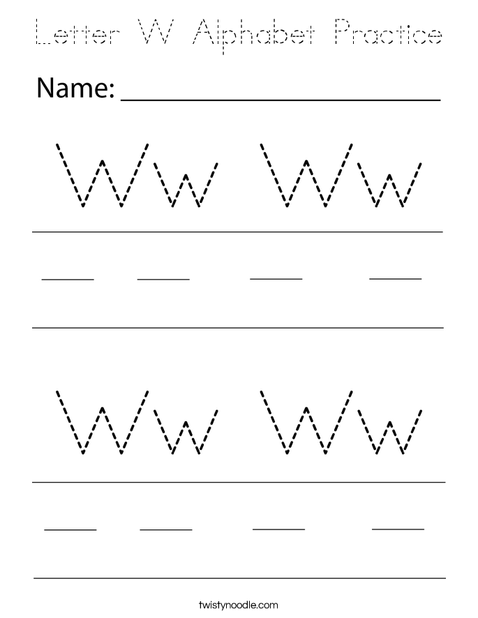 Letter W Alphabet Practice Coloring Page