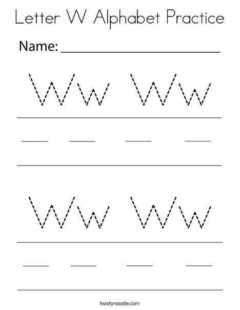 Alphabet Practice- Letter W	 Coloring Page