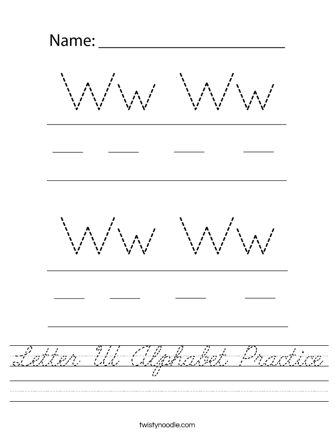 Letter W Alphabet Practice Worksheet