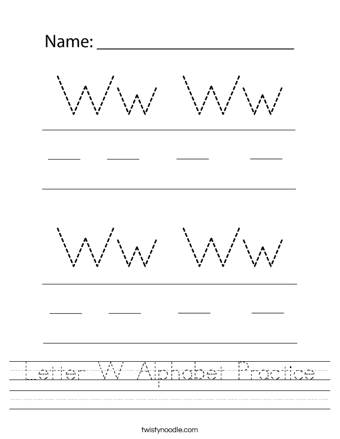 Letter W Alphabet Practice Worksheet