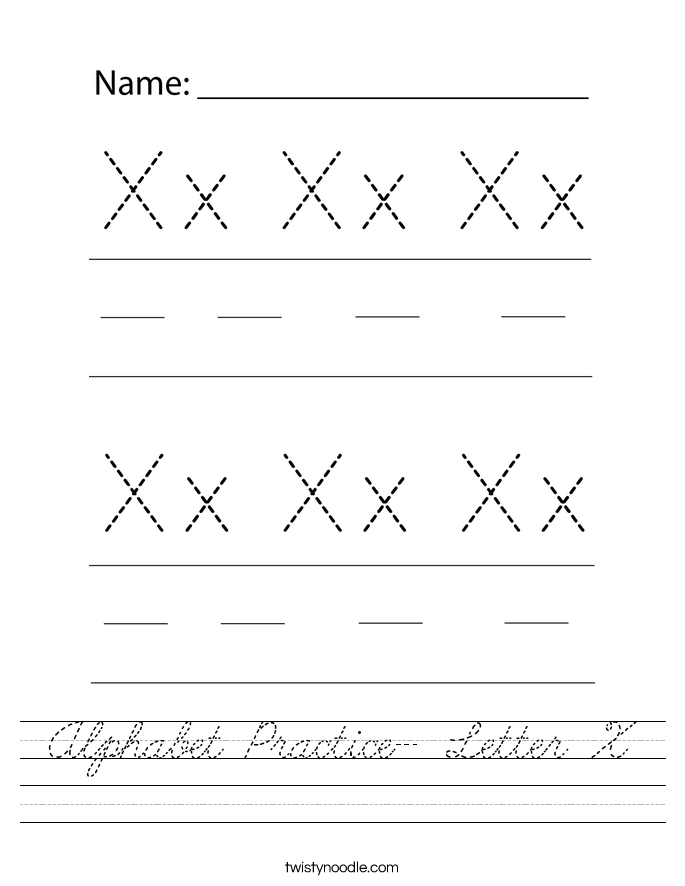 Alphabet Practice- Letter X Worksheet