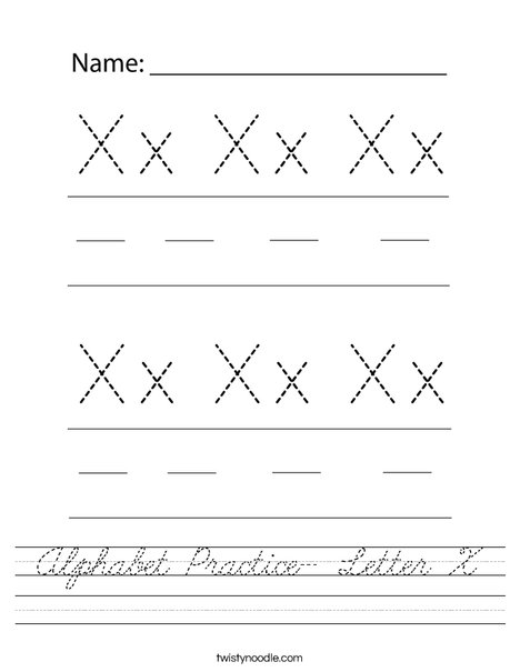 Alphabet Practice- Letter X Worksheet