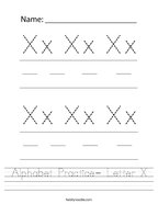 Alphabet Practice- Letter X Handwriting Sheet