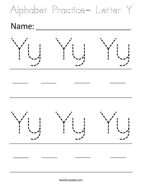 Alphabet Practice- Letter Y Coloring Page