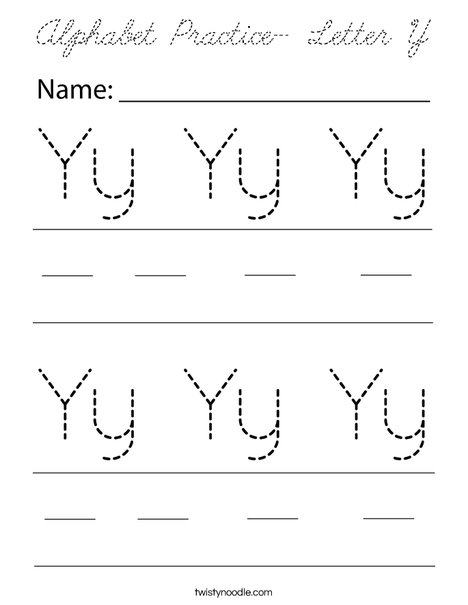 Alphabet Practice- Letter Y Coloring Page
