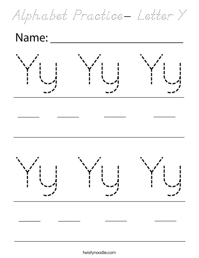 Alphabet Practice- Letter Y Coloring Page