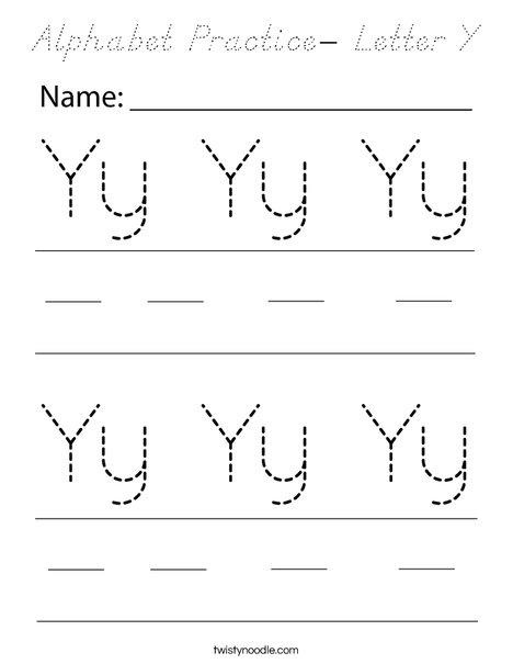 Alphabet Practice- Letter Y Coloring Page
