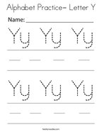 Alphabet Practice- Letter Y Coloring Page