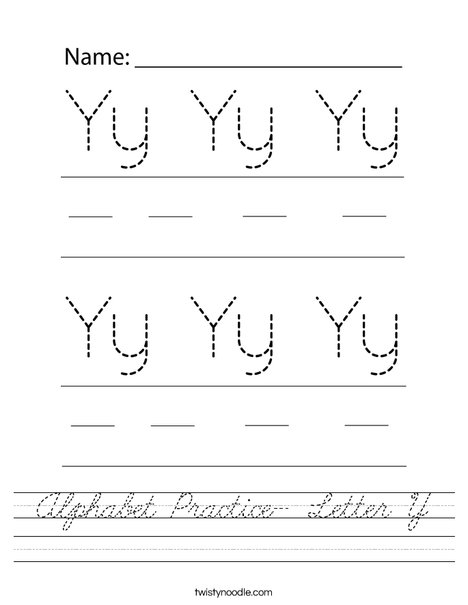 Alphabet Practice- Letter Y Worksheet