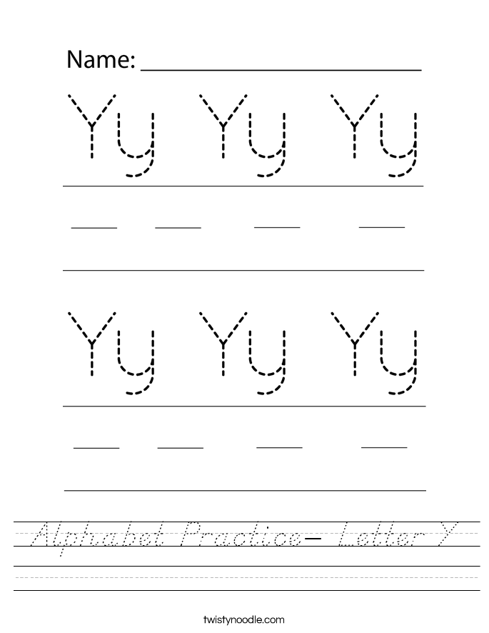 Alphabet Practice- Letter Y Worksheet