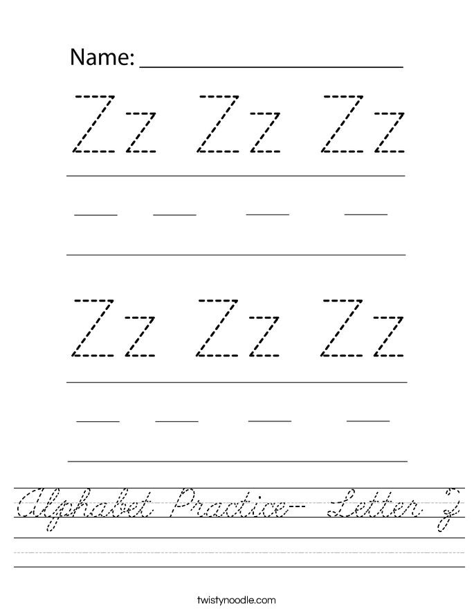 Alphabet Practice- Letter Z Worksheet