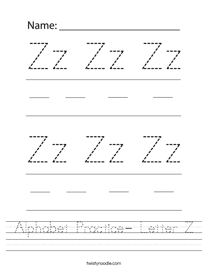 Alphabet Practice- Letter Z Worksheet