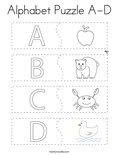 Alphabet Puzzle A-D Coloring Page
