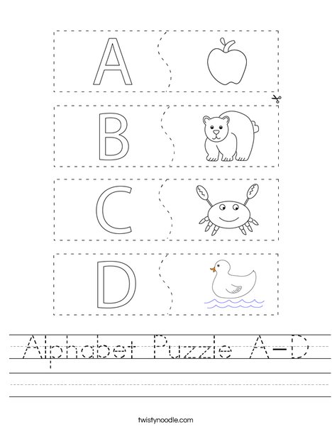 Alphabet Puzzle A-D Worksheet