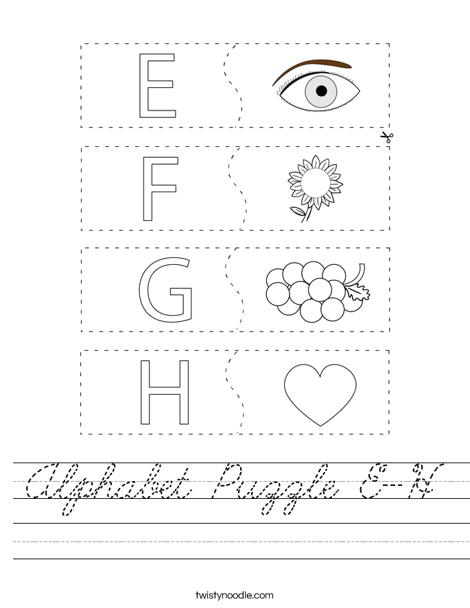 Alphabet Puzzle E-H Worksheet