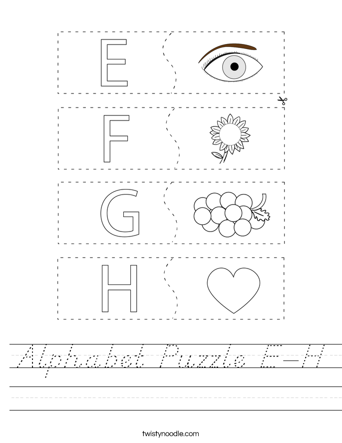 Alphabet Puzzle E-H Worksheet