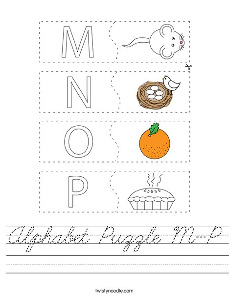 Alphabet Puzzle M-P Worksheet