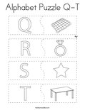 Alphabet Puzzle Q-T Coloring Page