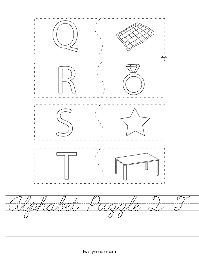 Alphabet Puzzle Q-T Worksheet