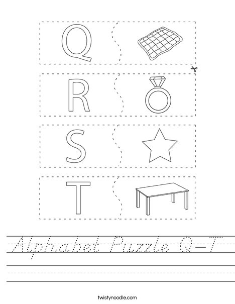 Alphabet Puzzle Q-T Worksheet