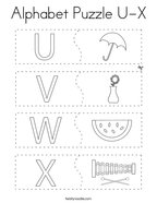 Alphabet Puzzle U-X Coloring Page