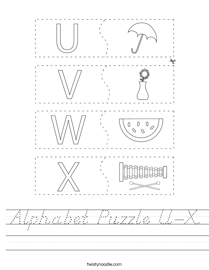 Alphabet Puzzle U-X Worksheet