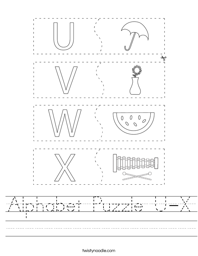 Alphabet Puzzle U-X Worksheet
