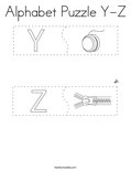 Alphabet Puzzle Y-Z Coloring Page