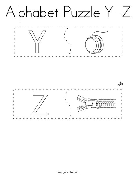 Alphabet Puzzle Y-Z Coloring Page