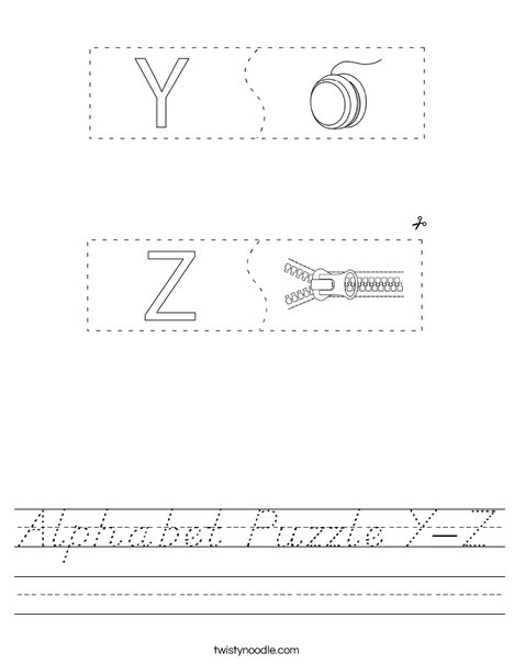 Alphabet Puzzle Y-Z Worksheet