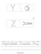 Alphabet Puzzle Y-Z Handwriting Sheet