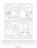Alphabet Q-T Flashcards (b&w) Handwriting Sheet
