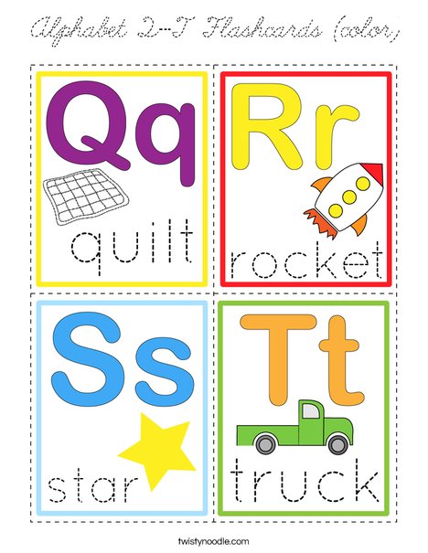 Alphabet Q-T Flashcards (color) Coloring Page
