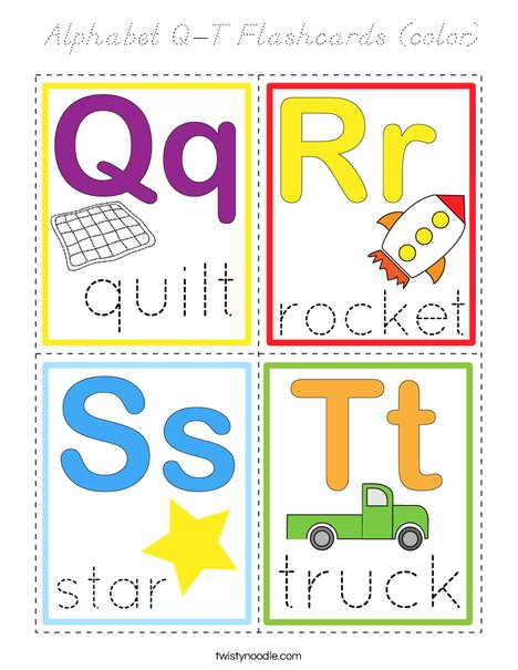 Alphabet Q-T Flashcards (color) Coloring Page
