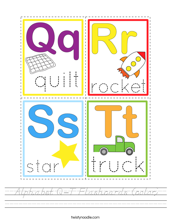 Alphabet Q-T Flashcards (color) Worksheet