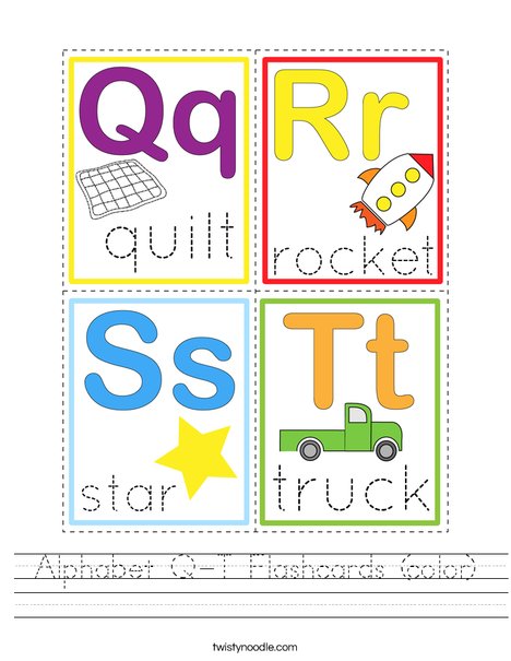 Alphabet Q-T Flashcards (color) Worksheet