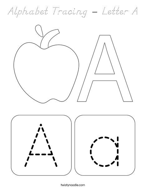 Alphabet Tracing - Letter A Coloring Page