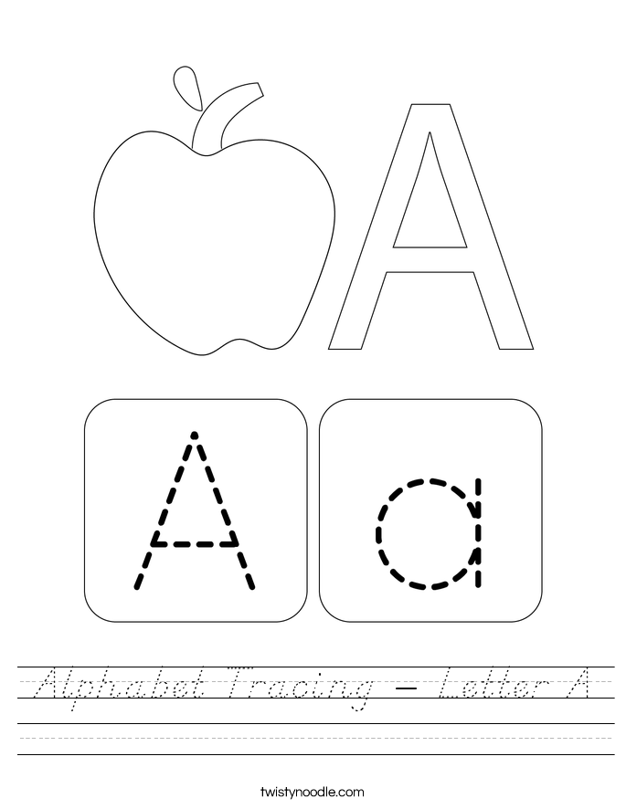 Alphabet Tracing - Letter A Worksheet - D'Nealian - Twisty Noodle