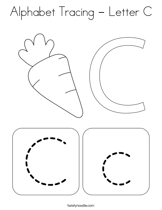 Alphabet Tracing - Letter C Coloring Page - Twisty Noodle