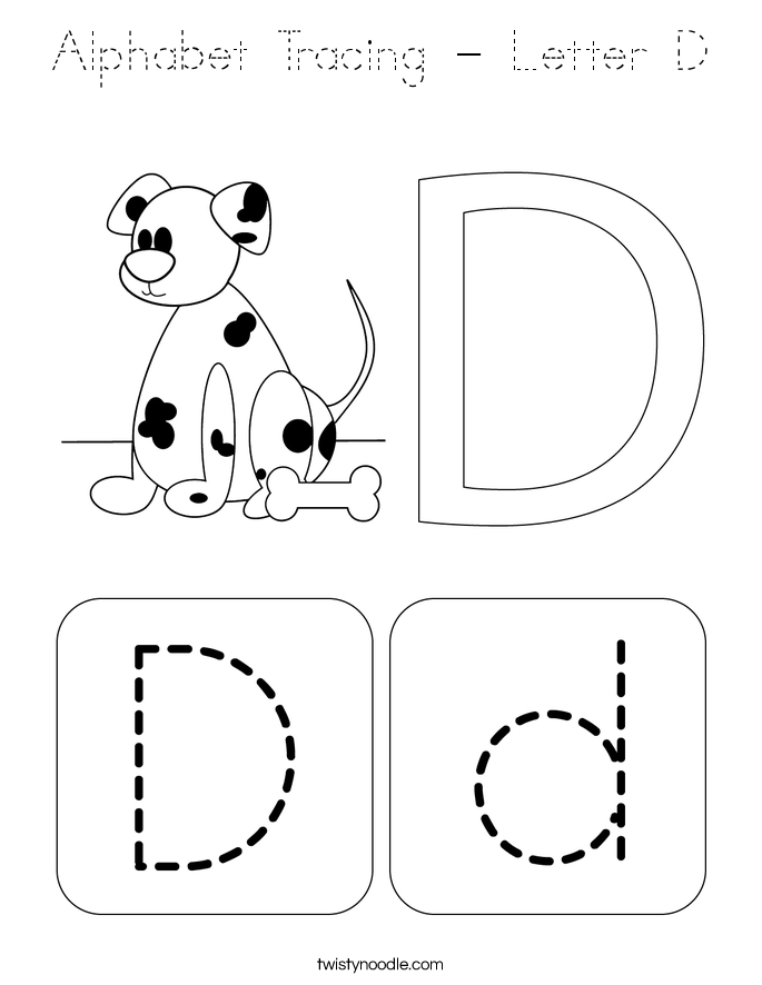 Alphabet Tracing - Letter D Coloring Page - Tracing - Twisty Noodle