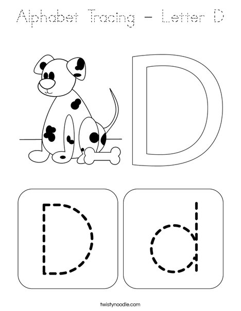 Alphabet Tracing - Letter D Coloring Page