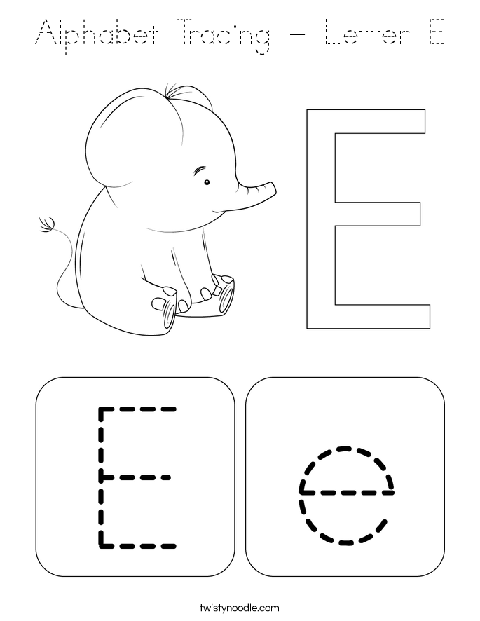 Alphabet Tracing - Letter E Coloring Page