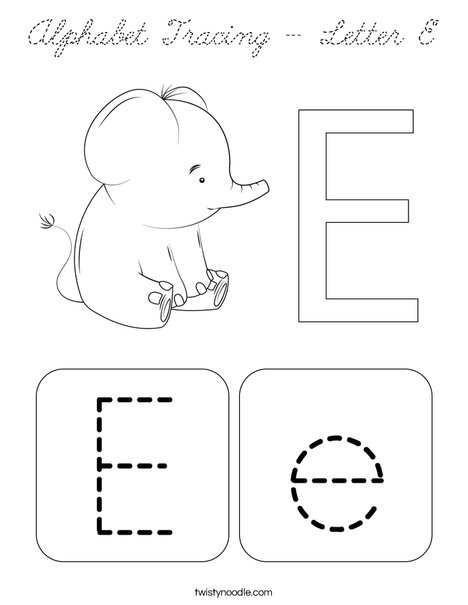 Alphabet Tracing - Letter E Coloring Page