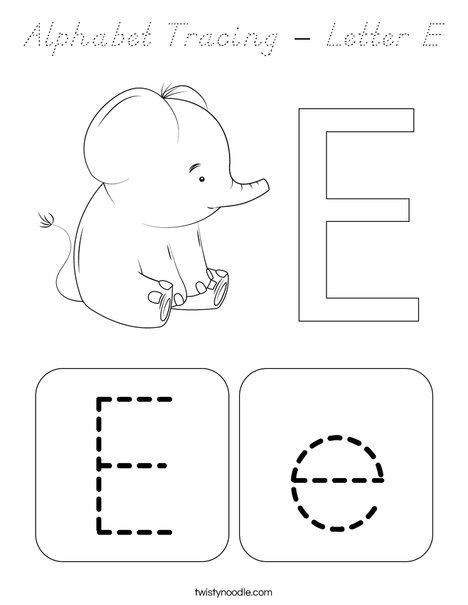 Alphabet Tracing - Letter E Coloring Page